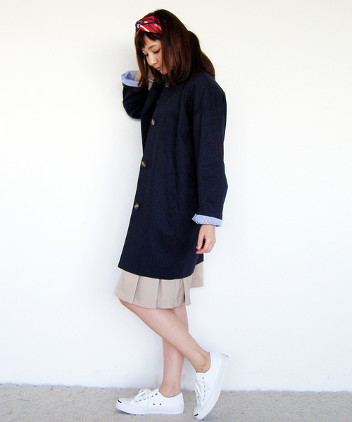 N.（N. Natural Beauty Basic）（エヌエヌナチュラルビューティーベーシック）の「コクーンカラーコート（その他アウター・レディース・ベージュ/ネイビー/イエロー・MEDIUM）」の4枚目の写真