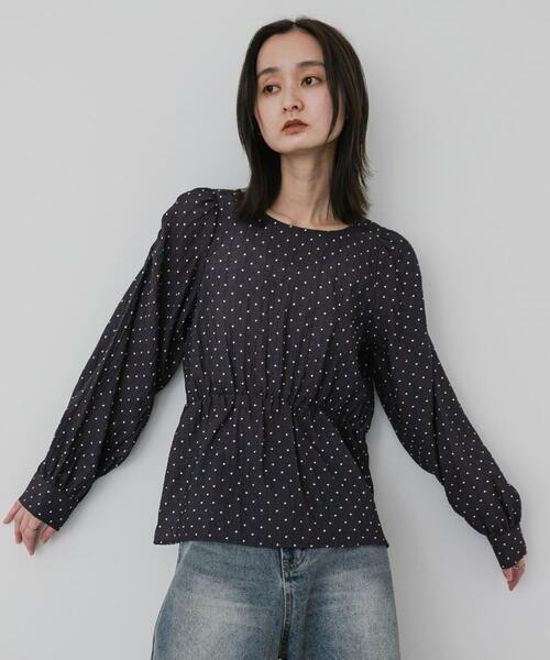 SENSE OF PLACE by URBAN RESEARCH(センスオブプレイスバイアーバンリサーチ)の「ドットペプラムブラウス(シャツ/ブラウス・レディース・ホワイト系その他/ブラック系その他/ベージュ系その他・ONE)」の10枚目の写真