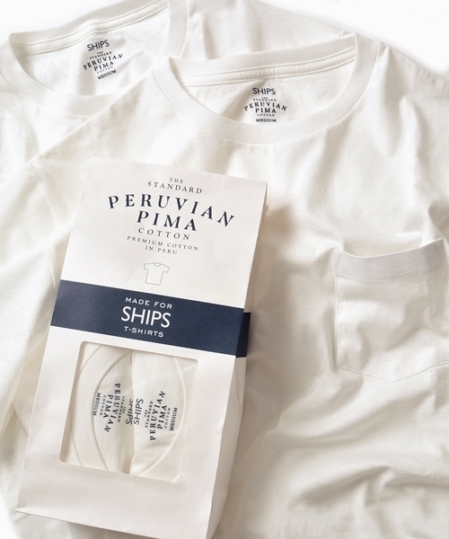 SHIPS（シップス）の「SC: SHIPS(シップス) "PERUVIAN PIMA COTTON" 2パック ポケットTシャツ□一部予約商品（Tシャツ/カットソー・メンズ・ホワイト/グレー/ネイビー/その他・MEDIUM/X-LARGE/LARGE/SMALL）」の2枚目の写真