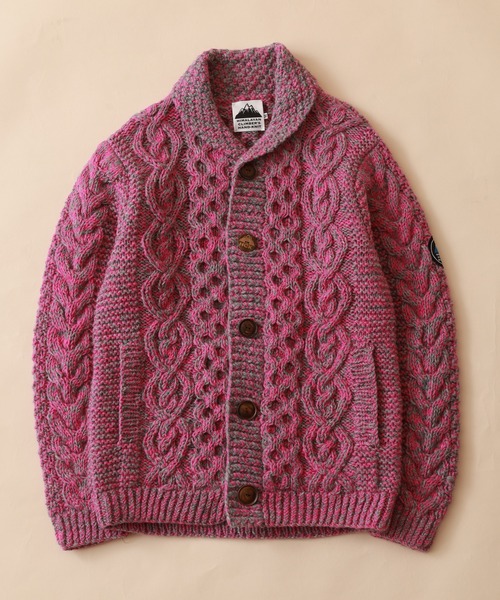FUNALIVE（ファンアライブ）の「HIMALAYAN CLIMBER'S HAND-KNIT 手編みショールカーディガン（カーディガン/ボレロ・メンズ・ブラック/インディゴブルー/杢グレー/オレンジ/スモークピンク/イエロー・L/M）」の5枚目の写真