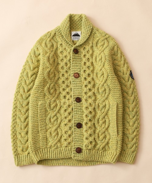 FUNALIVE（ファンアライブ）の「HIMALAYAN CLIMBER'S HAND-KNIT 手編みショールカーディガン（カーディガン/ボレロ・メンズ・ブラック/インディゴブルー/杢グレー/オレンジ/スモークピンク/イエロー・L/M）」の4枚目の写真