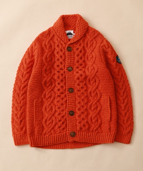 FUNALIVE（ファンアライブ）の「HIMALAYAN CLIMBER'S HAND-KNIT 手編みショールカーディガン（カーディガン/ボレロ・メンズ・ブラック/インディゴブルー/杢グレー/オレンジ/スモークピンク/イエロー・L/M）」の6枚目の写真