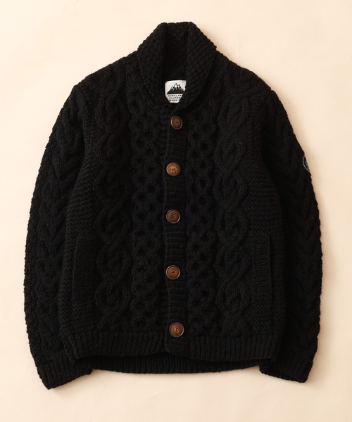 FUNALIVE（ファンアライブ）の「HIMALAYAN CLIMBER'S HAND-KNIT 手編みショールカーディガン（カーディガン/ボレロ・メンズ・ブラック/インディゴブルー/杢グレー/オレンジ/スモークピンク/イエロー・L/M）」の2枚目の写真
