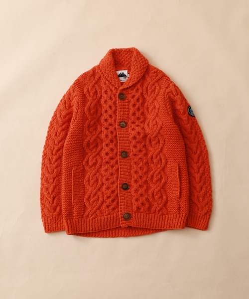 FUNALIVE（ファンアライブ）の「HIMALAYAN CLIMBER'S HAND-KNIT 手編みショールカーディガン（カーディガン/ボレロ・メンズ・ブラック/インディゴブルー/杢グレー/オレンジ/スモークピンク/イエロー・L/M）」の8枚目の写真