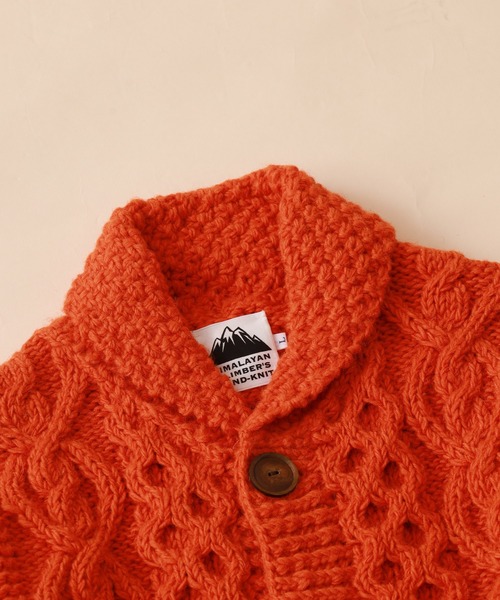 FUNALIVE（ファンアライブ）の「HIMALAYAN CLIMBER'S HAND-KNIT 手編みショールカーディガン（カーディガン/ボレロ・メンズ・ブラック/インディゴブルー/杢グレー/オレンジ/スモークピンク/イエロー・L/M）」の10枚目の写真