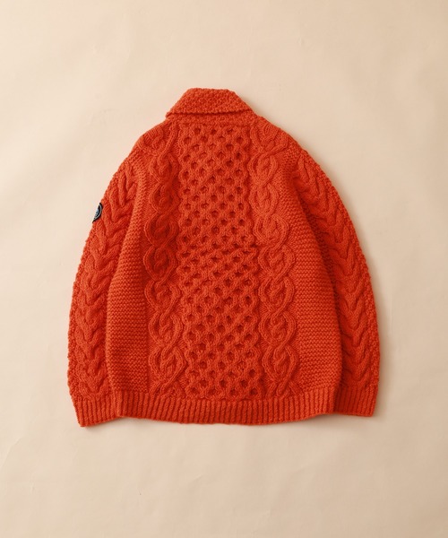 FUNALIVE（ファンアライブ）の「HIMALAYAN CLIMBER'S HAND-KNIT 手編みショールカーディガン（カーディガン/ボレロ・メンズ・ブラック/インディゴブルー/杢グレー/オレンジ/スモークピンク/イエロー・L/M）」の9枚目の写真