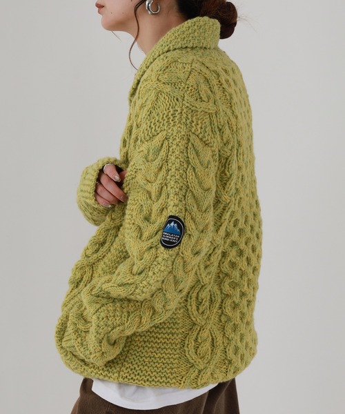 FUNALIVE（ファンアライブ）の「HIMALAYAN CLIMBER'S HAND-KNIT 手編みショールカーディガン（カーディガン/ボレロ・メンズ・ブラック/インディゴブルー/杢グレー/オレンジ/スモークピンク/イエロー・L/M）」の18枚目の写真