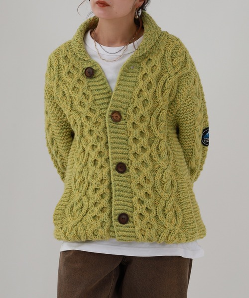 FUNALIVE（ファンアライブ）の「HIMALAYAN CLIMBER'S HAND-KNIT 手編みショールカーディガン（カーディガン/ボレロ・メンズ・ブラック/インディゴブルー/杢グレー/オレンジ/スモークピンク/イエロー・L/M）」の16枚目の写真