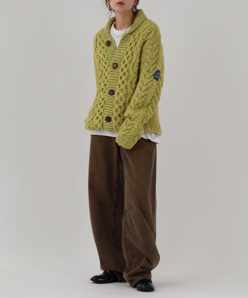 FUNALIVE（ファンアライブ）の「HIMALAYAN CLIMBER'S HAND-KNIT 手編みショールカーディガン（カーディガン/ボレロ・メンズ・ブラック/インディゴブルー/杢グレー/オレンジ/スモークピンク/イエロー・L/M）」の19枚目の写真