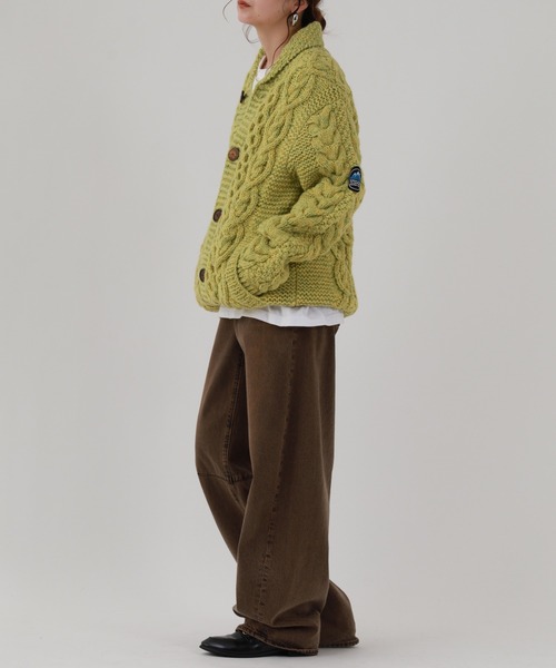 FUNALIVE（ファンアライブ）の「HIMALAYAN CLIMBER'S HAND-KNIT 手編みショールカーディガン（カーディガン/ボレロ・メンズ・ブラック/インディゴブルー/杢グレー/オレンジ/スモークピンク/イエロー・L/M）」の20枚目の写真