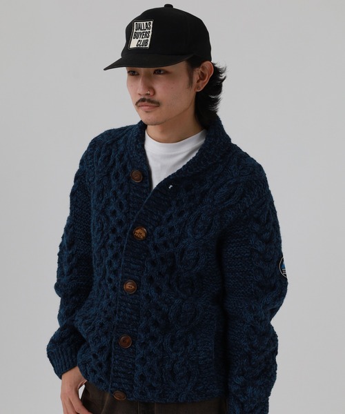FUNALIVE（ファンアライブ）の「HIMALAYAN CLIMBER'S HAND-KNIT 手編みショールカーディガン（カーディガン/ボレロ・メンズ・ブラック/インディゴブルー/杢グレー/オレンジ/スモークピンク/イエロー・L/M）」の21枚目の写真