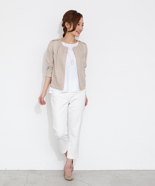 NATURAL BEAUTY BASIC（ナチュラルビューティーベーシック）の「コズミクールクロップドパンツ（その他パンツ・レディース・ベージュ/ネイビー/ホワイト系その他・X-SMALL/MEDIUM/LARGE/SMALL/XX-SMALL）」の5枚目の写真