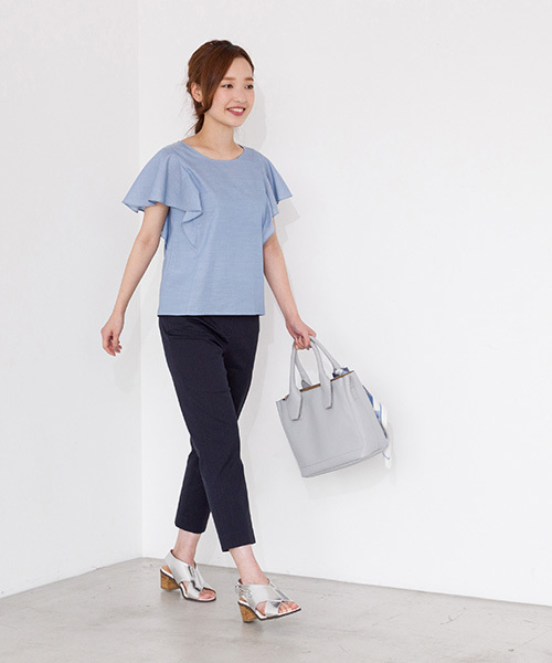 NATURAL BEAUTY BASIC（ナチュラルビューティーベーシック）の「コズミクールクロップドパンツ（その他パンツ・レディース・ベージュ/ネイビー/ホワイト系その他・X-SMALL/MEDIUM/LARGE/SMALL/XX-SMALL）」の8枚目の写真