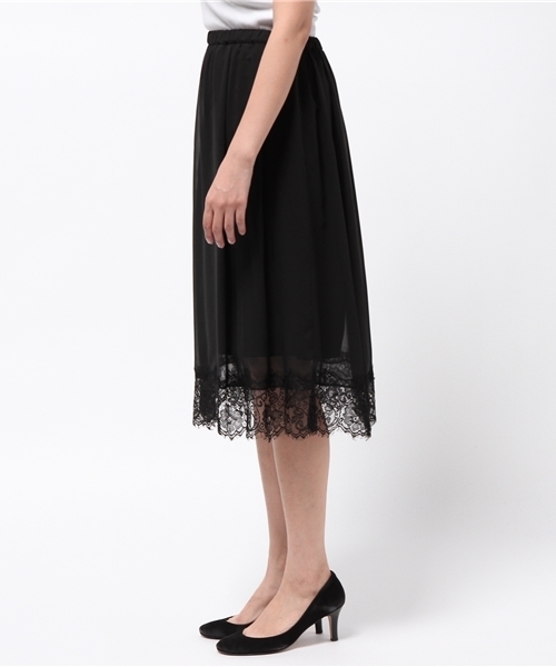 N.（N. Natural Beauty Basic）（エヌエヌナチュラルビューティーベーシック）の「シースルーレーススカート（スカート・レディース・ブラック/ホワイト・MEDIUM）」の4枚目の写真