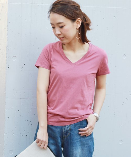 JOURNAL STANDARD relume（ジャーナルスタンダード　レリューム）の「36/-USA 天竺 VネックショートスリーブTシャツ_#（Tシャツ/カットソー・レディース・ホワイト/ピンク/グレー/ベージュ/カーキ・FREE）」の5枚目の写真