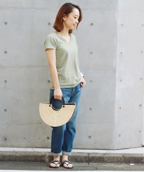 JOURNAL STANDARD relume（ジャーナルスタンダード　レリューム）の「36/-USA 天竺 VネックショートスリーブTシャツ_#（Tシャツ/カットソー・レディース・ホワイト/ピンク/グレー/ベージュ/カーキ・FREE）」の7枚目の写真