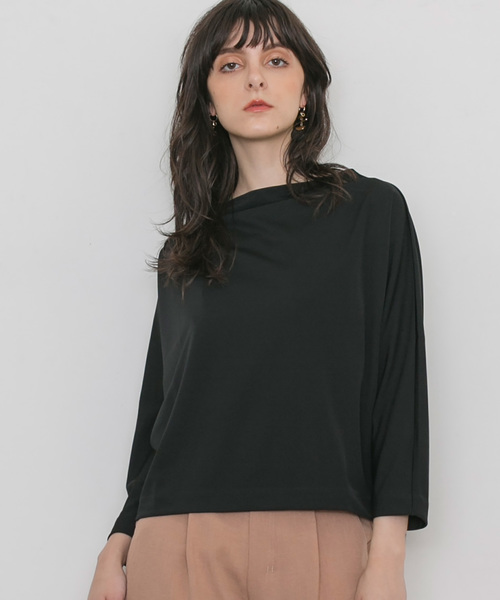 STUDIOUS（ステュディオス）の「【STUDIOUS】ドルマンカットプルオーバー（Tシャツ/カットソー・レディース・ブラック/ピンク/ホワイト・FREE）」の3枚目の写真