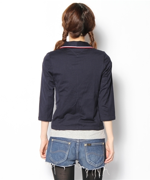 TOMMY HILFIGER（トミーヒルフィガー）の「SAWL COLLAR JACKET（その他アウター・レディース・グレー/ネイビー・SMALL/MEDIUM/LARGE）」の9枚目の写真