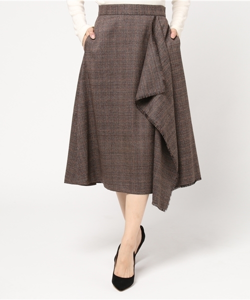 Khaju（カージュ）の「Khaju:グレンチェックラップスカート（スカート・レディース・グレー/ブラウン・ONE SIZE）」の12枚目の写真