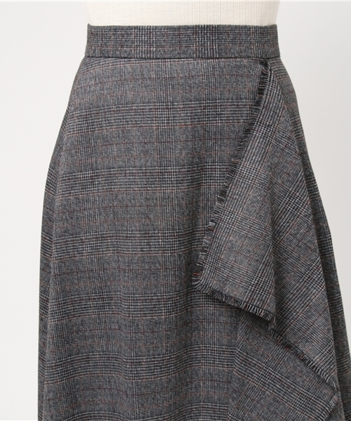 Khaju（カージュ）の「Khaju:グレンチェックラップスカート（スカート・レディース・グレー/ブラウン・ONE SIZE）」の6枚目の写真