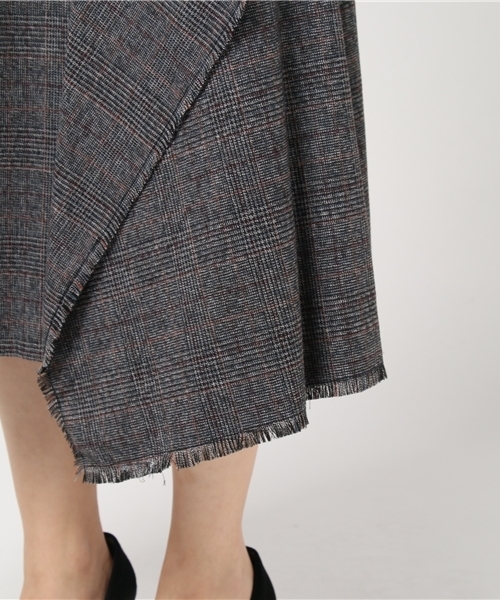 Khaju（カージュ）の「Khaju:グレンチェックラップスカート（スカート・レディース・グレー/ブラウン・ONE SIZE）」の9枚目の写真