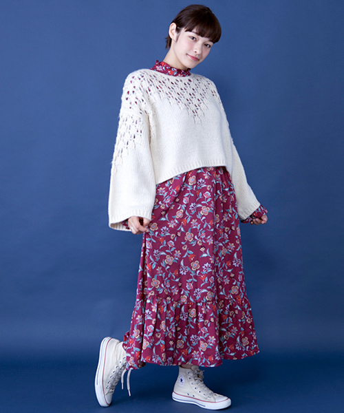 w closet(ダブルクローゼット)の「透かし編みモヘアプルオーバー(ニット/セーター・レディース・ホワイト/ピンク/イエロー・FREE)」の4枚目の写真