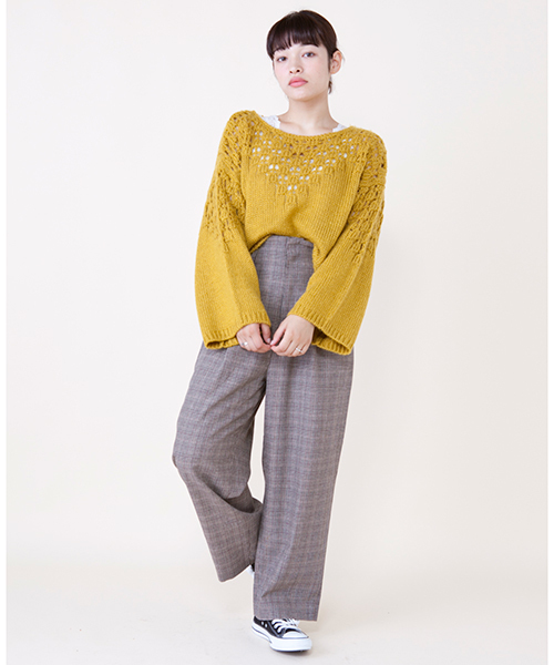 w closet(ダブルクローゼット)の「透かし編みモヘアプルオーバー(ニット/セーター・レディース・ホワイト/ピンク/イエロー・FREE)」の5枚目の写真