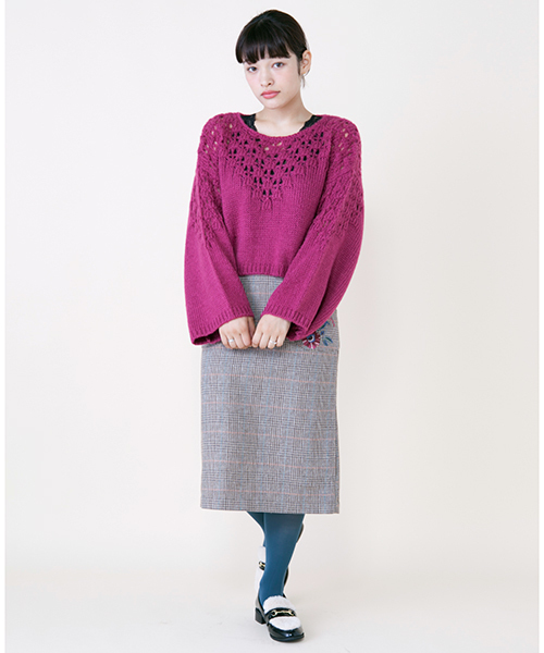 w closet(ダブルクローゼット)の「透かし編みモヘアプルオーバー(ニット/セーター・レディース・ホワイト/ピンク/イエロー・FREE)」の6枚目の写真