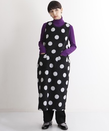 MERLOT | ドット柄エプロンワンピース2391(ワンピース)