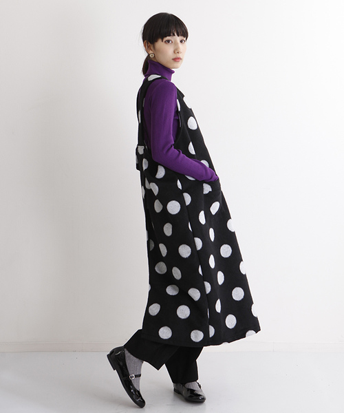 MERLOT（メルロー）の「ドット柄エプロンワンピース2391（ワンピース・レディース・グレー/ブラック・FREE）」の10枚目の写真