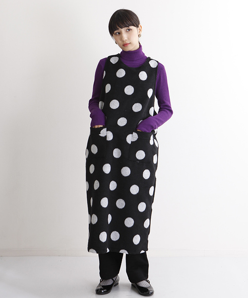 MERLOT（メルロー）の「ドット柄エプロンワンピース2391（ワンピース・レディース・グレー/ブラック・FREE）」の11枚目の写真