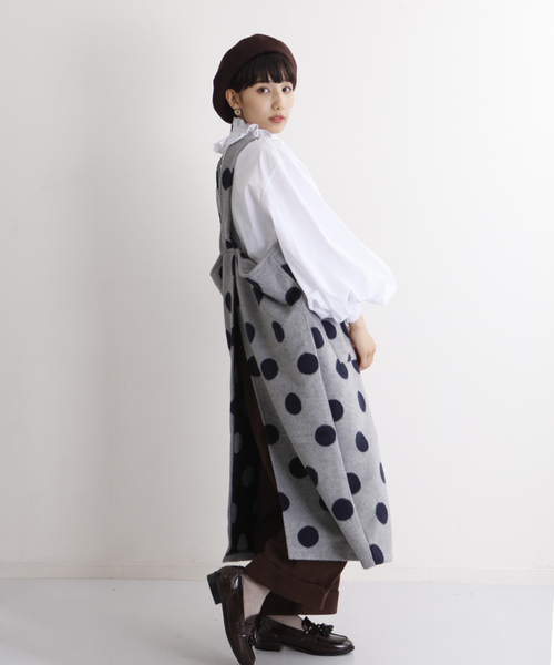 MERLOT（メルロー）の「ドット柄エプロンワンピース2391（ワンピース・レディース・グレー/ブラック・FREE）」の13枚目の写真