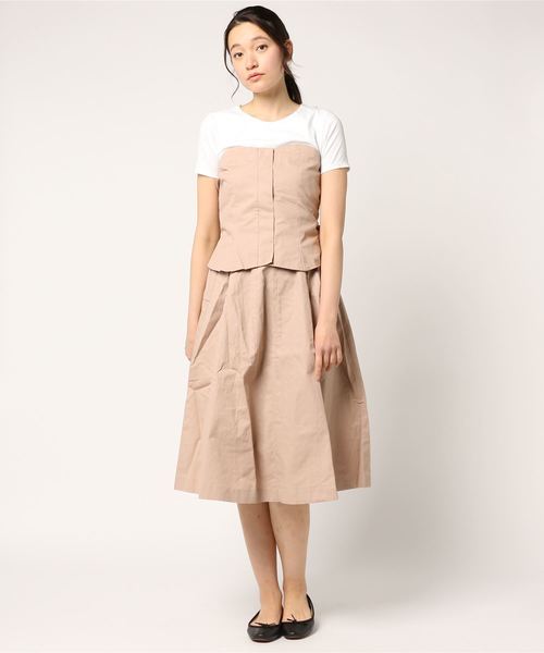 STYLEBLOCK（スタイルブロック）の「綿ツイルビスチェ×スカートセットアップアンサンブル（ワンピース・レディース・ブラック/カーキ/ピンク/ベージュ・M）」の4枚目の写真