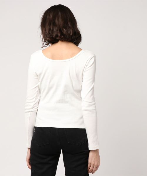 KOBE LETTUCE（コウベレタス）の「前後で着られる2way！トップスとしても◎リブカットソーカーディガン/レディース[C3153]神戸レタス（カーディガン/ボレロ・レディース・ブラック/ベージュ/ネイビー/グレー/オフホワイト・FREE）」の6枚目の写真