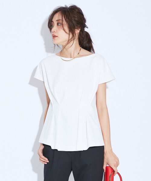 qualite（カリテ）の「2WAYストレッチペプラムシャツ（シャツ