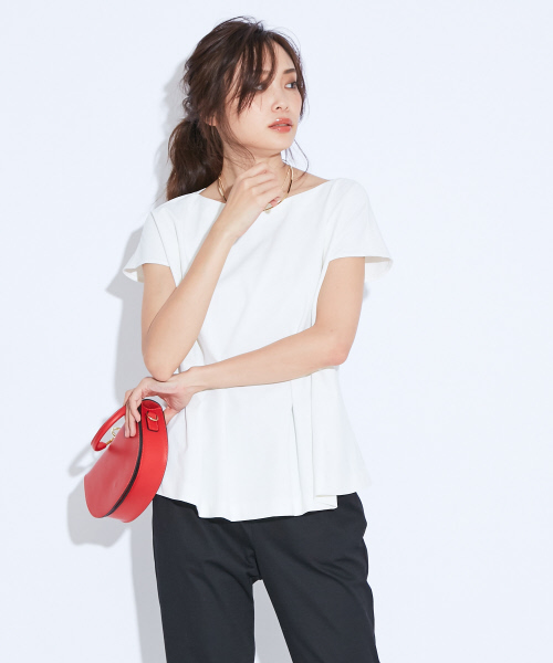 qualite（カリテ）の「2WAYストレッチペプラムシャツ（シャツ/ブラウス・レディース・ブラック/オフホワイト・38/36）」の3枚目の写真