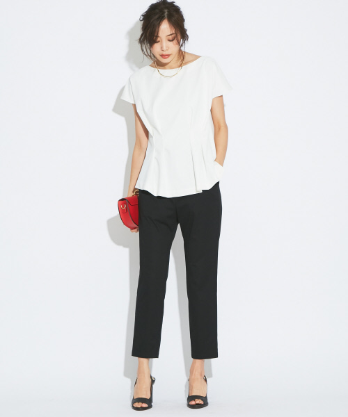 qualite（カリテ）の「2WAYストレッチペプラムシャツ（シャツ/ブラウス・レディース・ブラック/オフホワイト・38/36）」の11枚目の写真