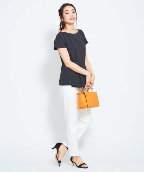 qualite（カリテ）の「2WAYストレッチペプラムシャツ（シャツ/ブラウス・レディース・ブラック/オフホワイト・38/36）」の13枚目の写真