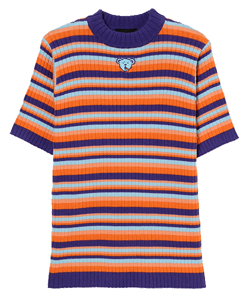 Candy Stripper（キャンディストリッパー）の「WEIRD BEAR MULTI BORDER ニット（ニット/セーター・レディース・ブラック/パープル/ピンク/オレンジ・2）」の3枚目の写真