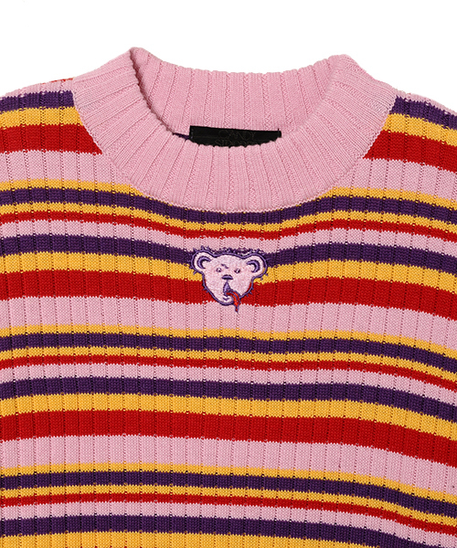 Candy Stripper（キャンディストリッパー）の「WEIRD BEAR MULTI BORDER ニット（ニット/セーター・レディース・ブラック/パープル/ピンク/オレンジ・2）」の7枚目の写真
