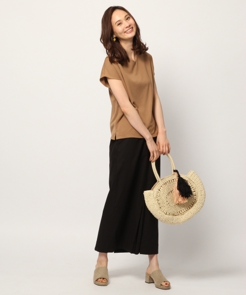 GLOBAL WORK（グローバルワーク）の「ミニワッフルフレンチスリーブＴ/795881（Tシャツ/カットソー・レディース・ブラック/ブラウン/ホワイト・LARGE/MEDIUM）」の6枚目の写真