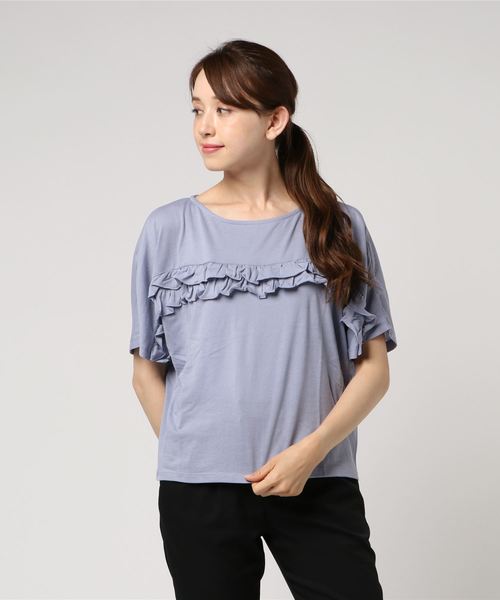 earth music&ecology（アースミュージックアンドエコロジー）の「・フリルプルオーバー（Tシャツ/カットソー・レディース・ブラック/オフホワイト/ラベンダー/ライトピンク・FREE）」の3枚目の写真