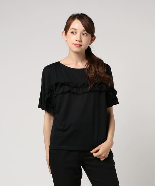 earth music&ecology（アースミュージックアンドエコロジー）の「・フリルプルオーバー（Tシャツ/カットソー・レディース・ブラック/オフホワイト/ラベンダー/ライトピンク・FREE）」の2枚目の写真