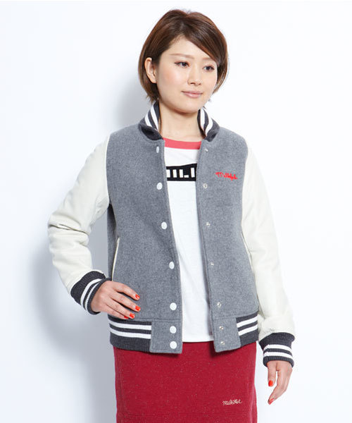 MILKFED.（ミルクフェド）の「【mini11月号掲載商品】STADIUM JUMPER（スタジャン・レディース・アッシュ/ネイビー・SMALL/MEDIUM）」の3枚目の写真