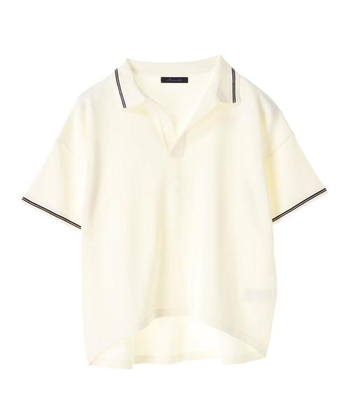 AMERICAN HOLIC（アメリカンホリック）の「・半袖スキッパー（ニット/セーター・レディース・ネイビー/オフホワイト・FREE）」の3枚目の写真