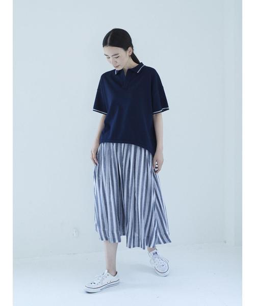 AMERICAN HOLIC（アメリカンホリック）の「・半袖スキッパー（ニット/セーター・レディース・ネイビー/オフホワイト・FREE）」の12枚目の写真