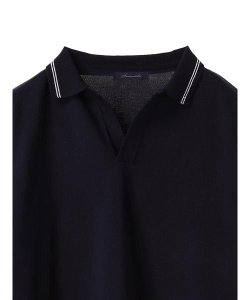 AMERICAN HOLIC（アメリカンホリック）の「・半袖スキッパー（ニット/セーター・レディース・ネイビー/オフホワイト・FREE）」の8枚目の写真