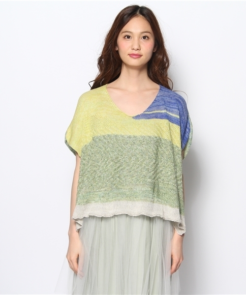 LIVETART（リヴェタート）の「tamaki niime/コットンニット(sleeveless)（ニット/セーター・レディース・ブルー系その他・FREE）」の2枚目の写真