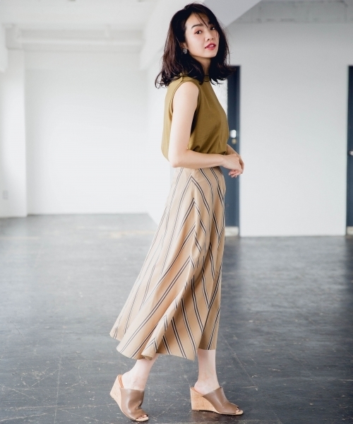 A part by（アパートバイ）の「TCストライプフレアスカート　801521（スカート・レディース・ベージュ系その他/ブルー系その他/レッド系その他・MEDIUM/LARGE）」の5枚目の写真