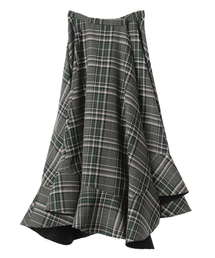 CLANE | ASYMMETRY HEM CHECK SKIRT(スカート)